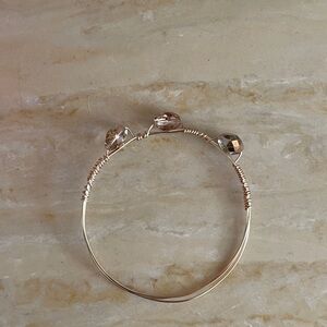 Handmade Elegant Gold Wire Bracelet with Crystal Accents